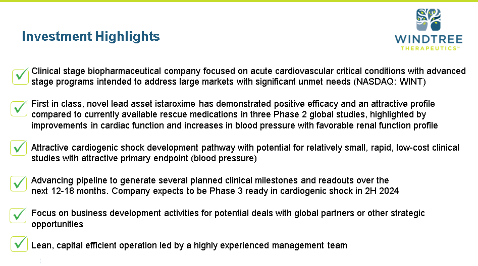 Windtree Investment Highlights